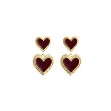  Rouge Noir Rouge Enamel Heart Earrings